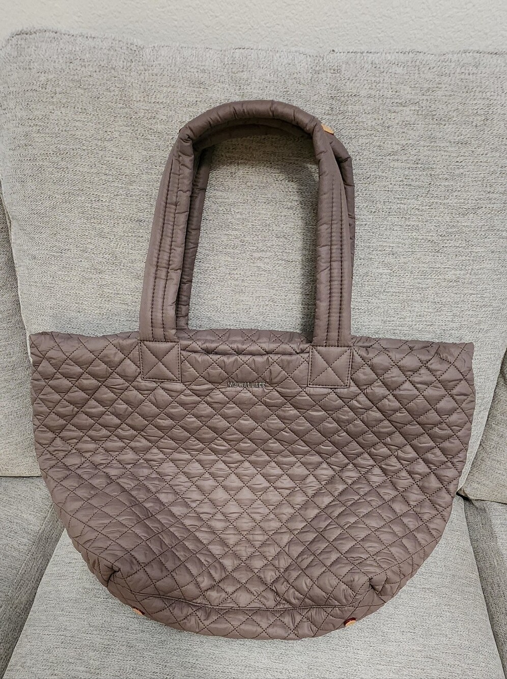 MZ Wallace Quilted Large Tote in Taupe Brown